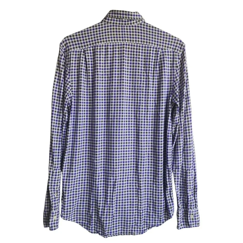 RALPH LAUREN Polo Gingham Check Shirt Pima Cotton Modal Med Made In Peru